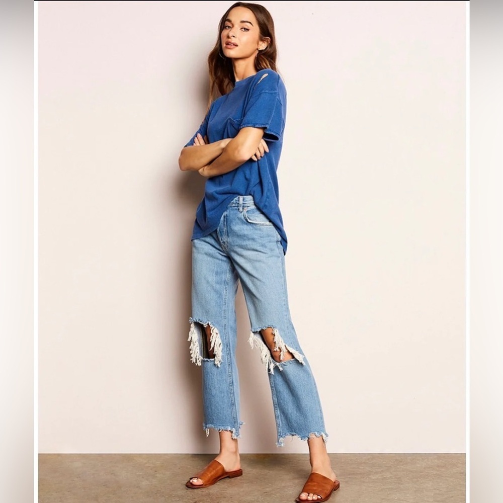 We The Free Distressed Blue Boyfriend Jeans